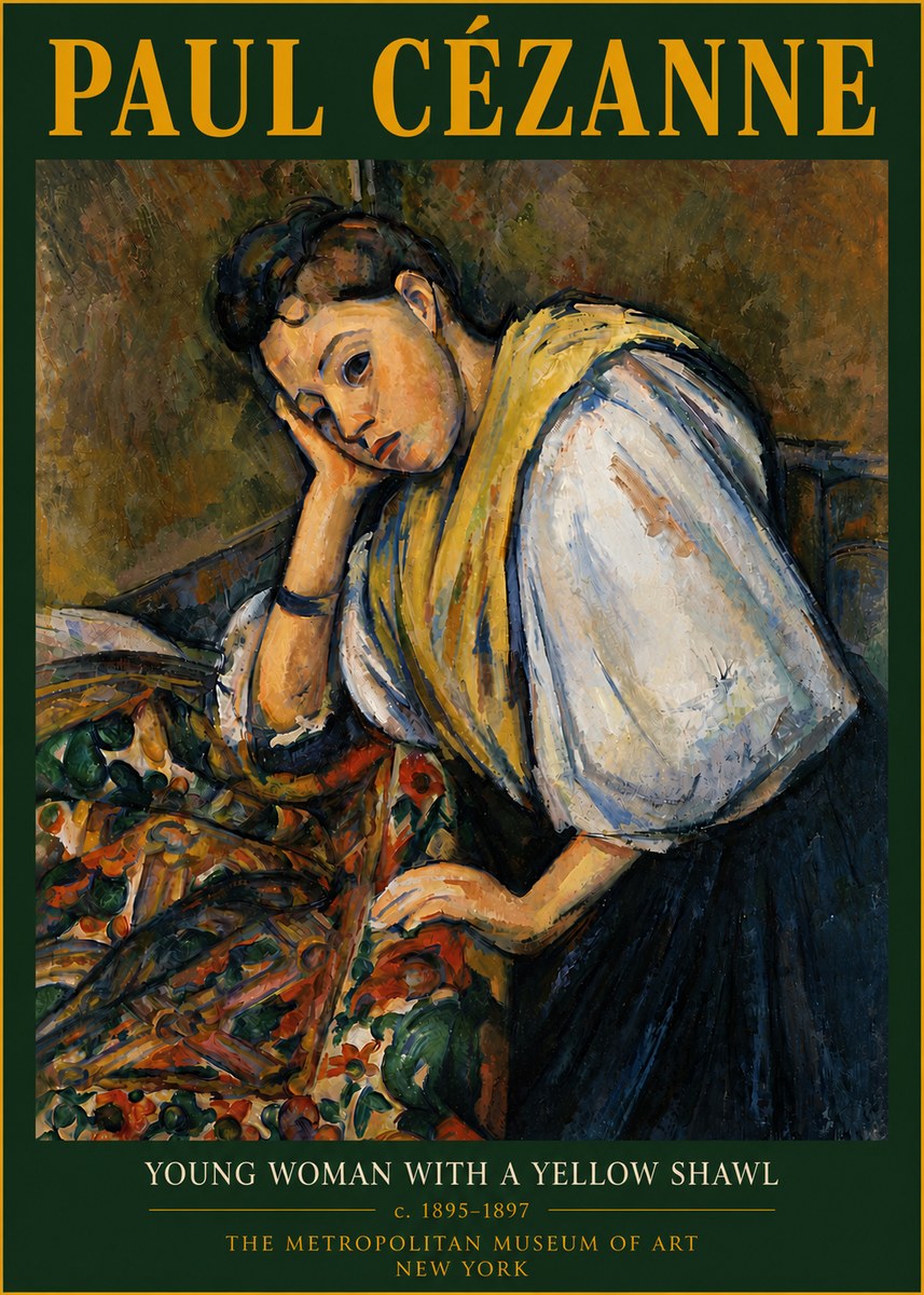 Paul Cézanne Young Woman with a Yellow Shawl No6 - Plakát
