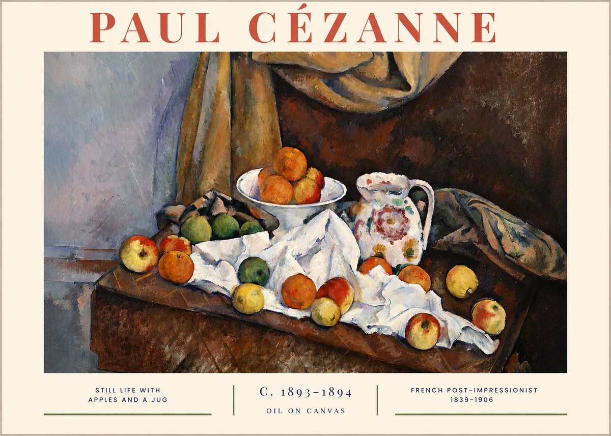 Paul Cézanne Still Life with Apples and a Jug No2 - Plakát