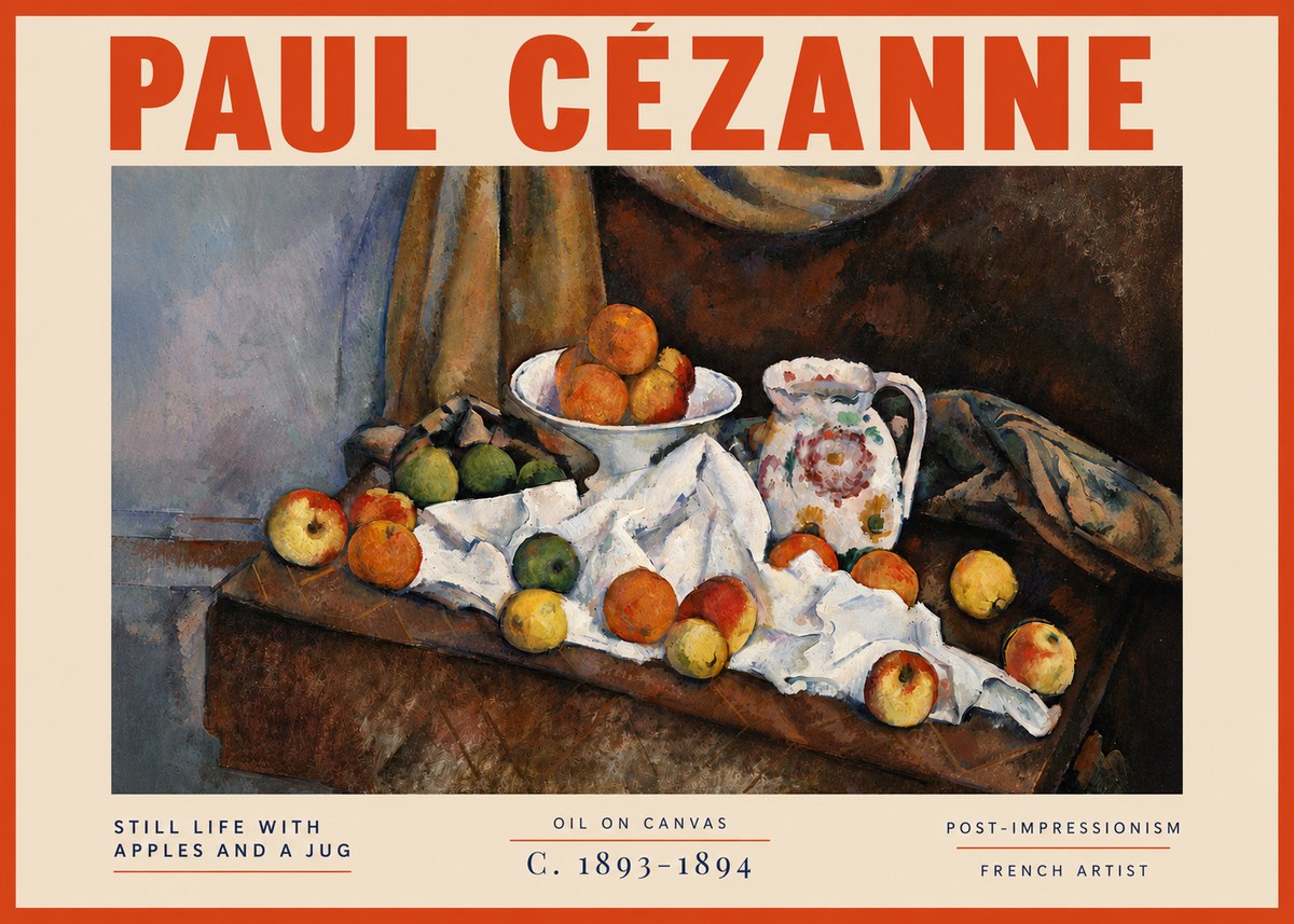 Paul Cézanne Still Life with Apples and a Jug No5 - Plakát