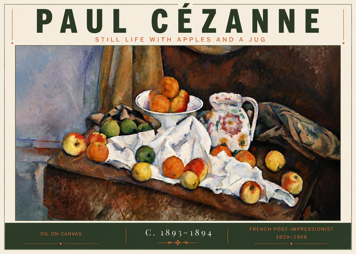 Paul Cézanne Still Life with Apples and a Jug No6 - Plakát
