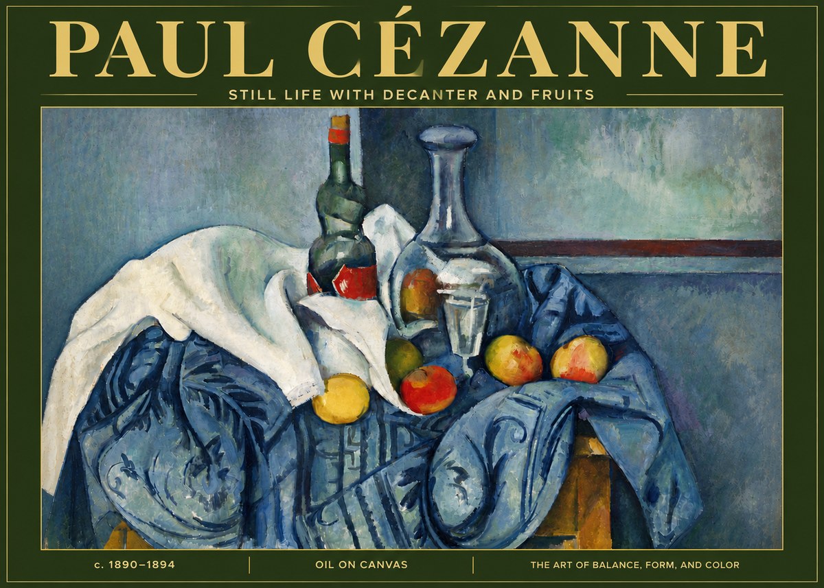 Paul Cézanne Still Life with Decanter and Fruits No5 - Plakát
