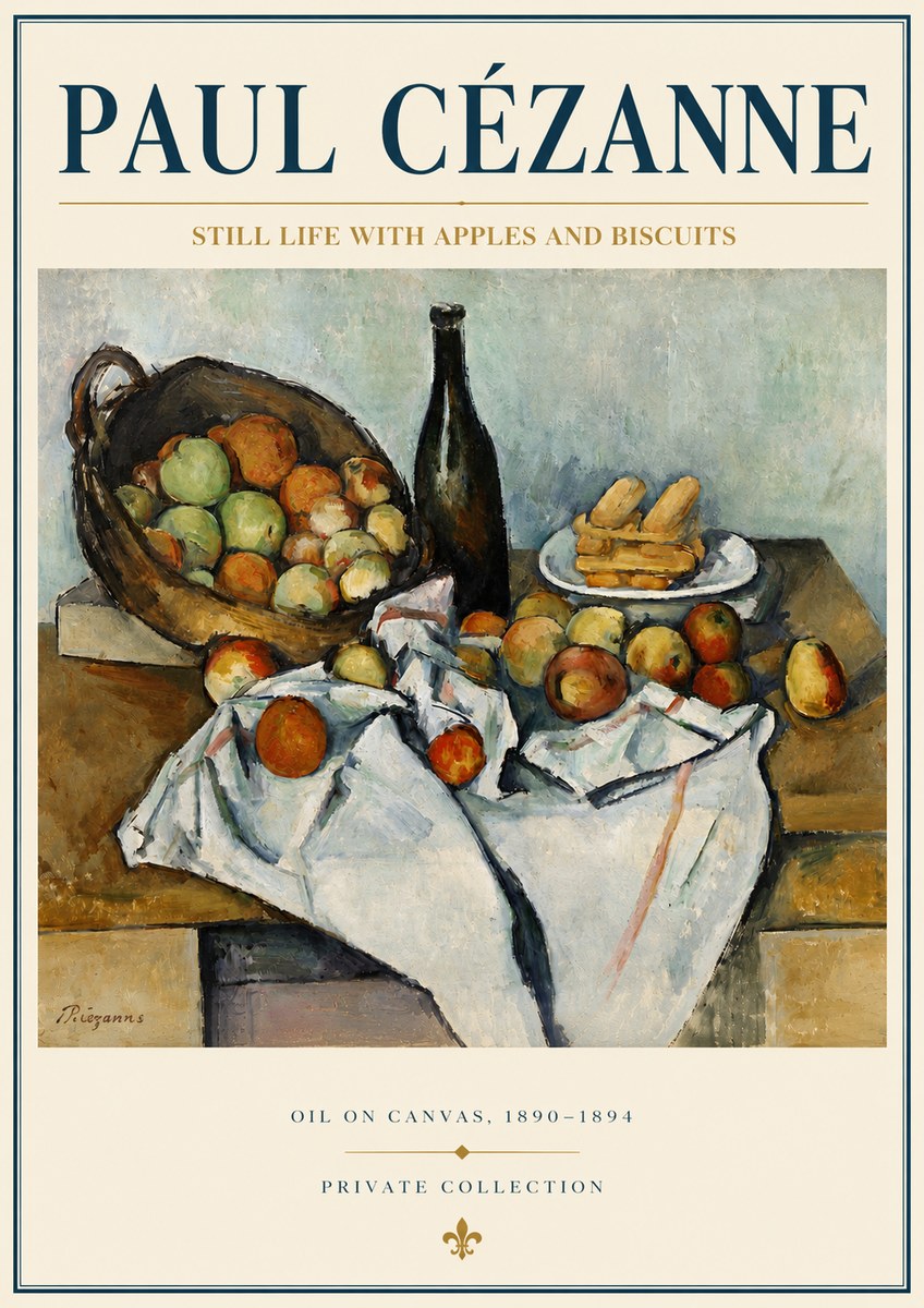 Paul Cézanne Still Life with Apples and Biscuits No4 - Plakát
