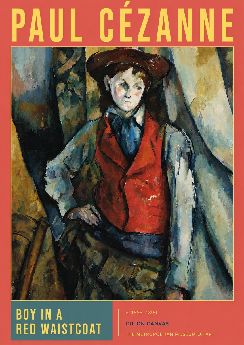 Paul Cézanne Boy in a Red Waistcoat No4 - Plakát