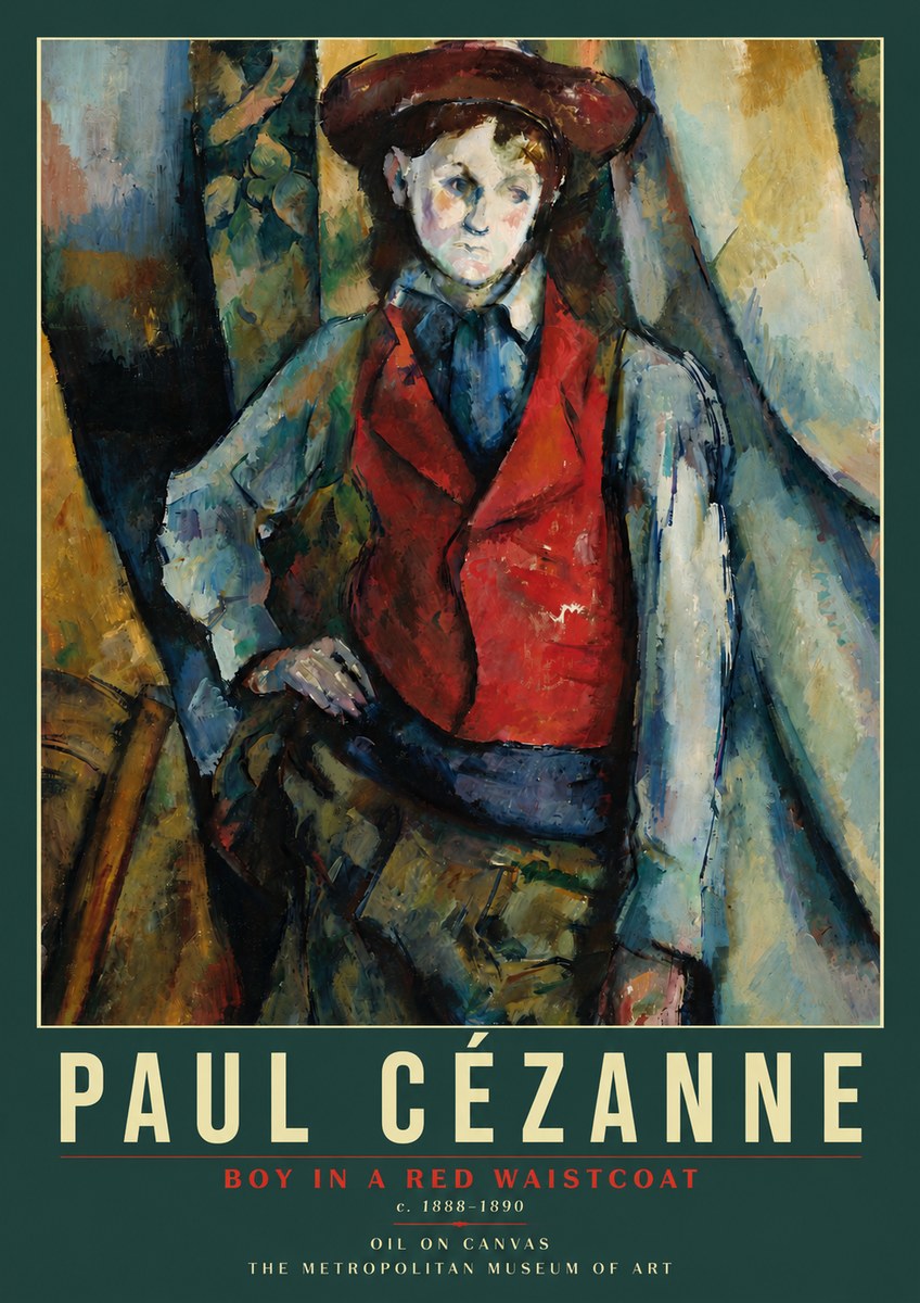 Paul Cézanne Boy in a Red Waistcoat No5 - Plakát