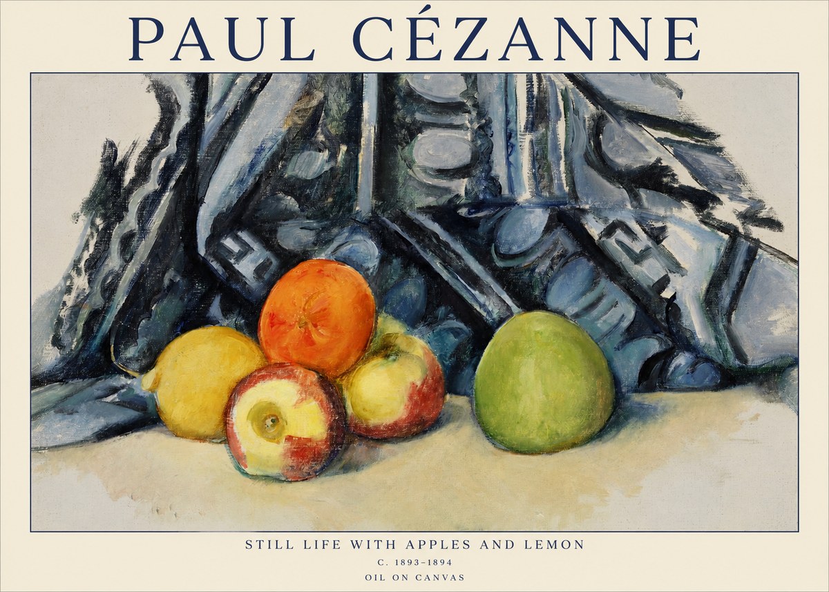 Paul Cézanne Still Life with Apples and Lemon No1 - Plakát