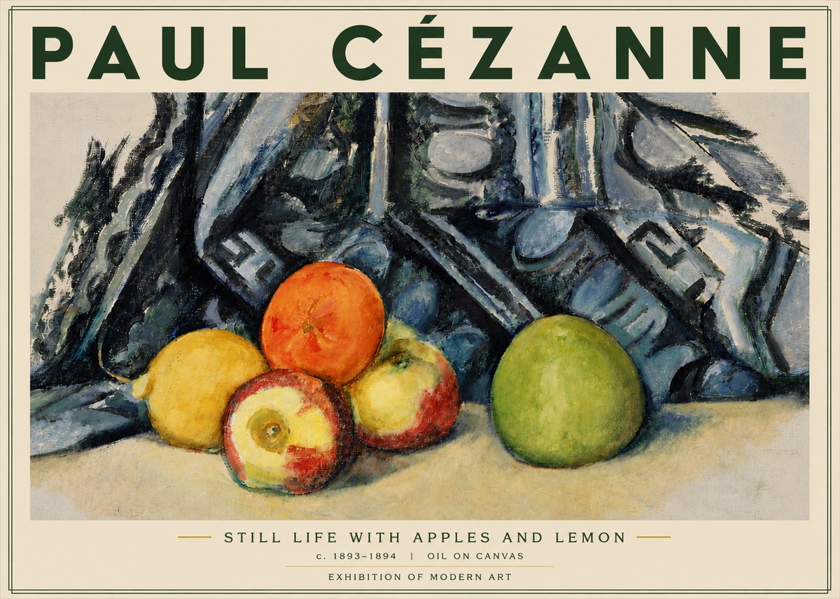 Paul Cézanne Still Life with Apples and Lemon No4 - Plakát
