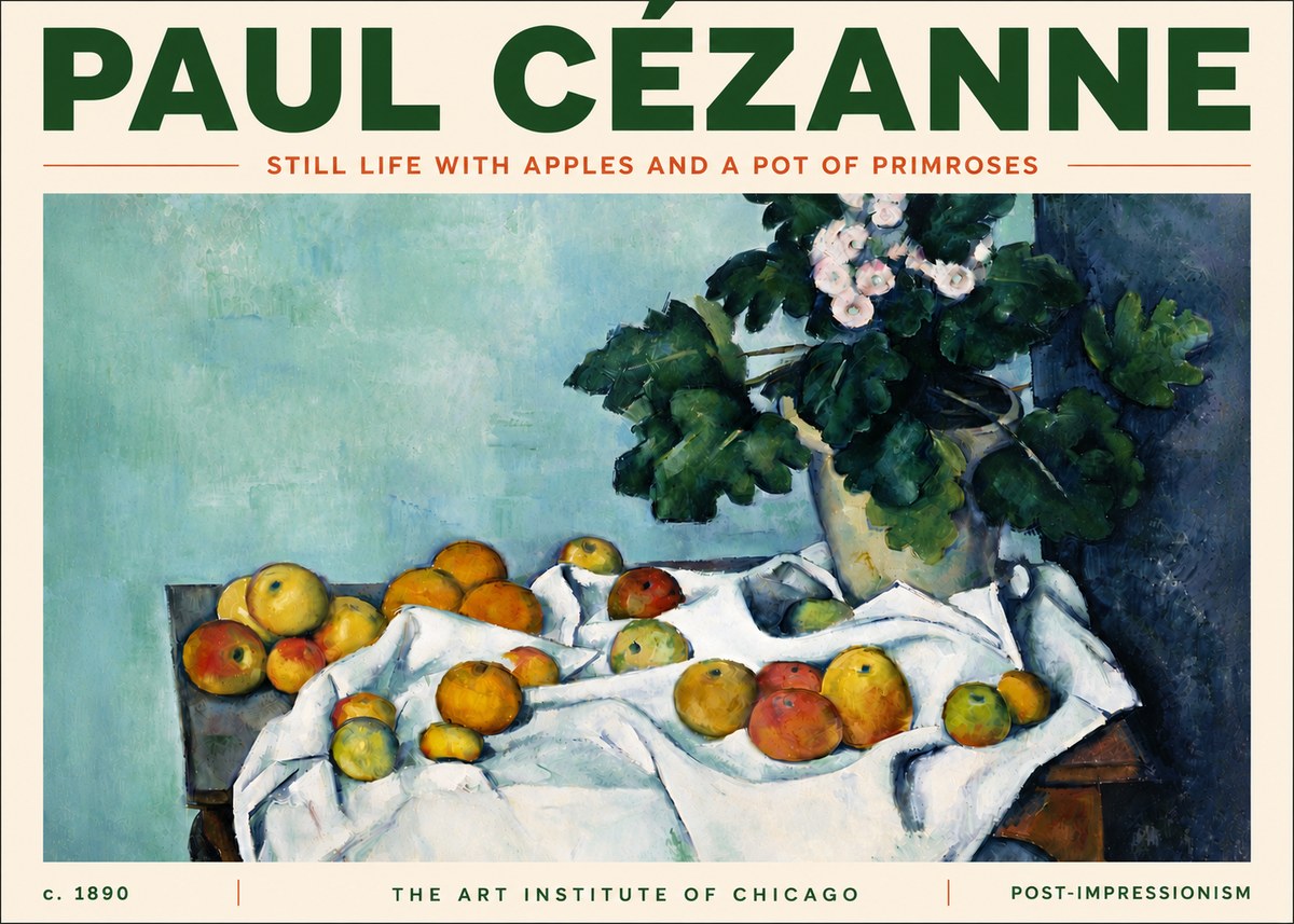 Paul Cézanne Still Life with Apples and a Pot of Primroses No5 - Plakát