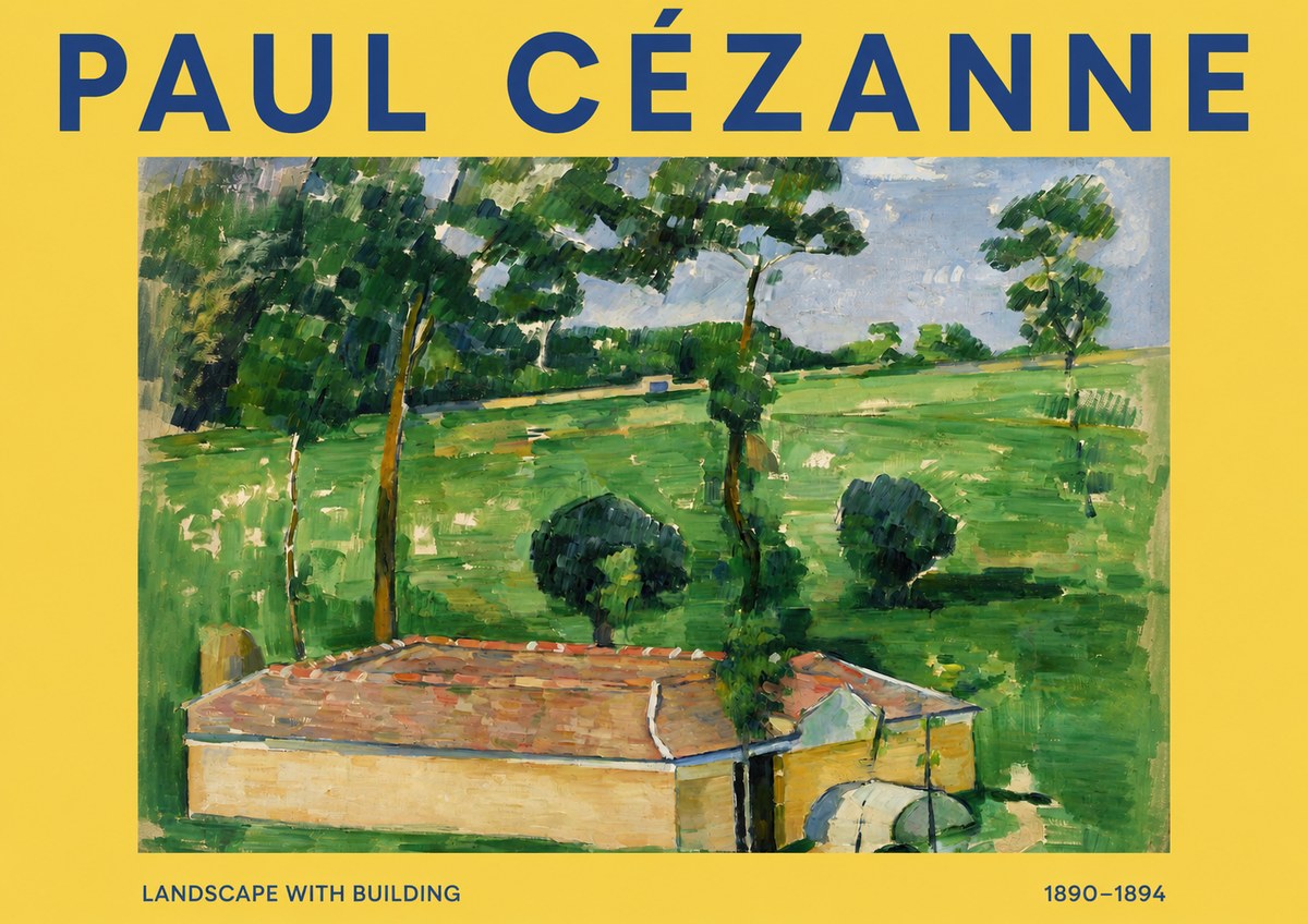Paul Cézanne Landscape with Building No2 - Plakát
