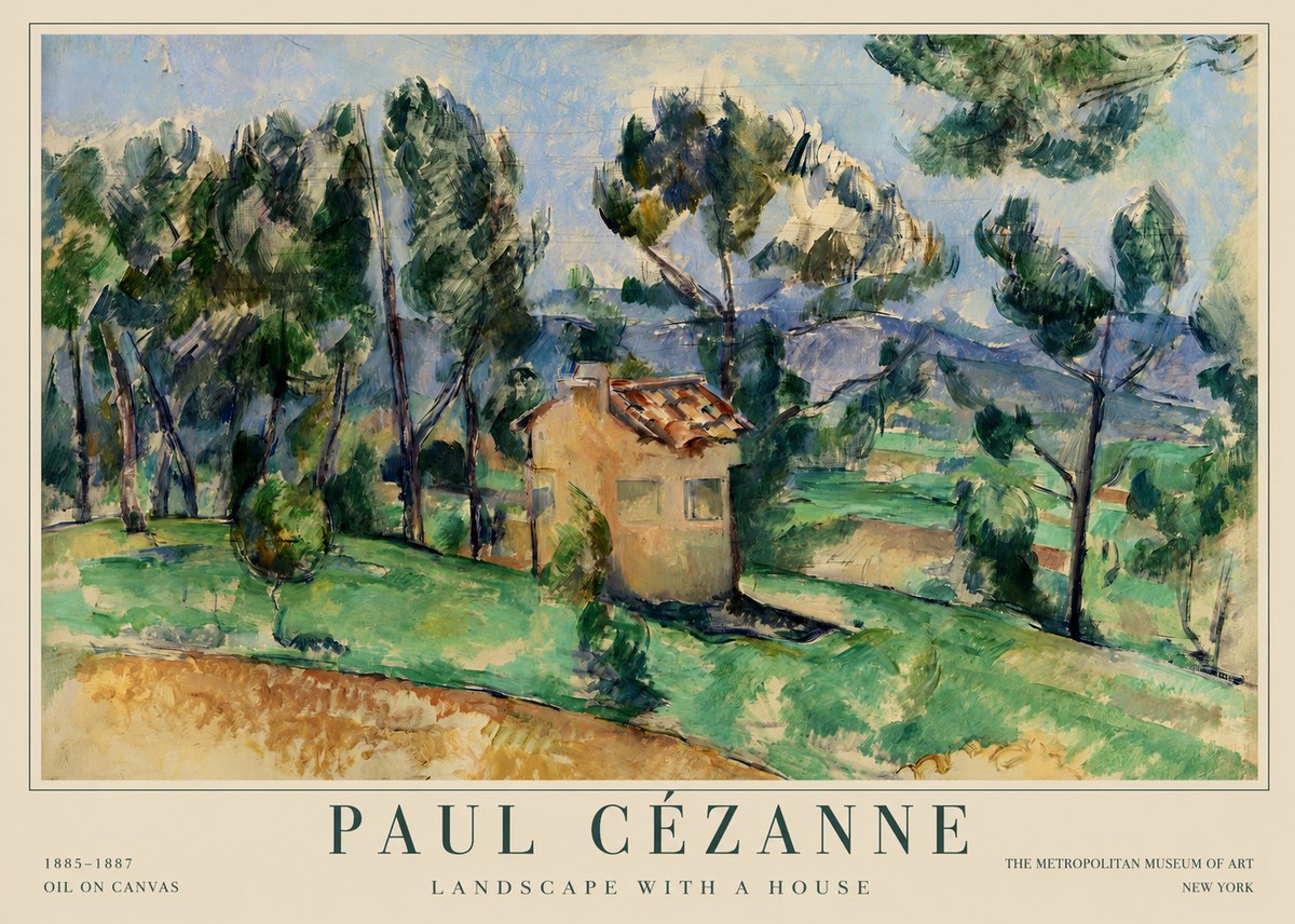 Paul Cézanne Landscape with a House No1 - Plakát