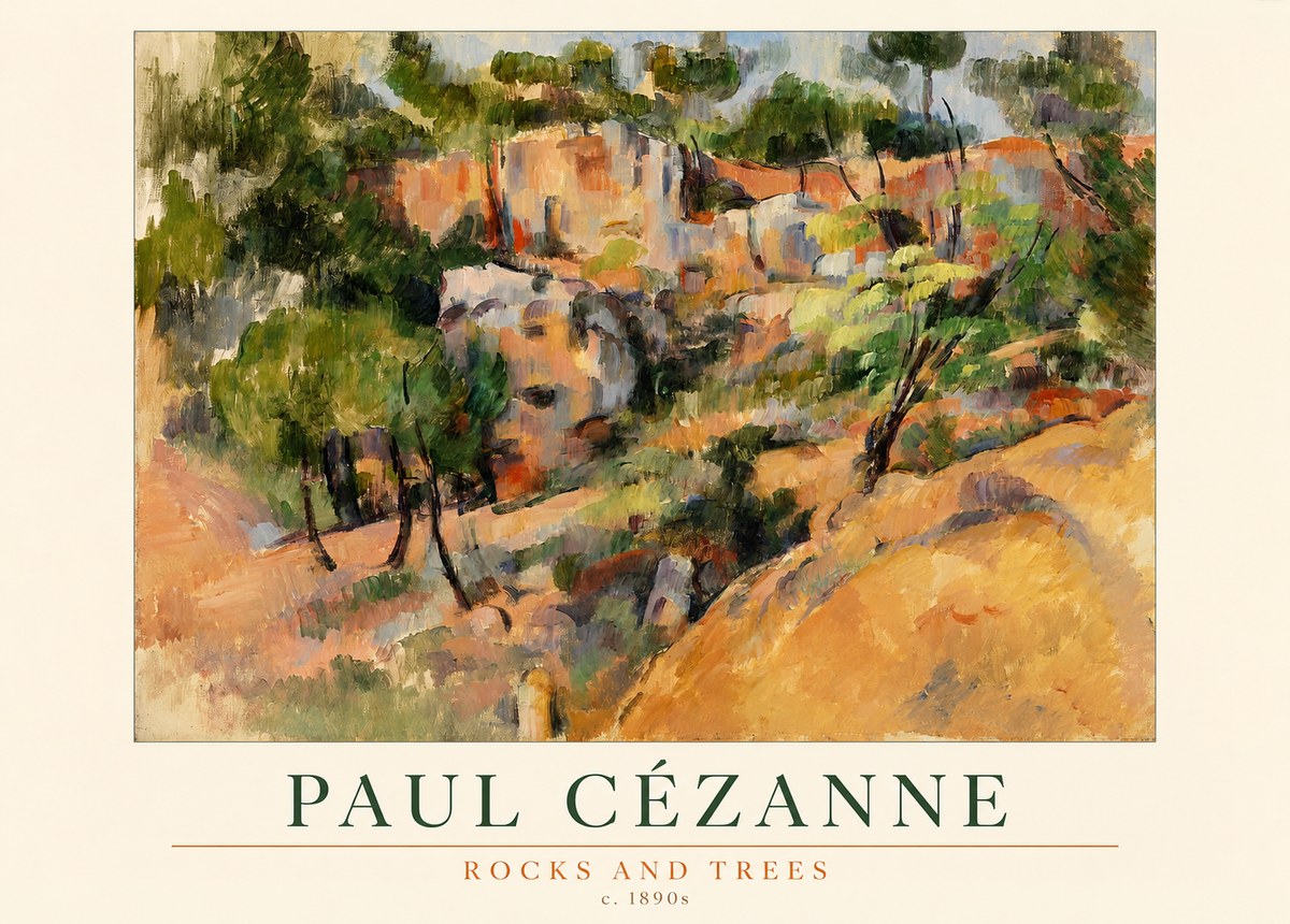 Paul Cézanne Rocks and Trees III No1 - Plakát