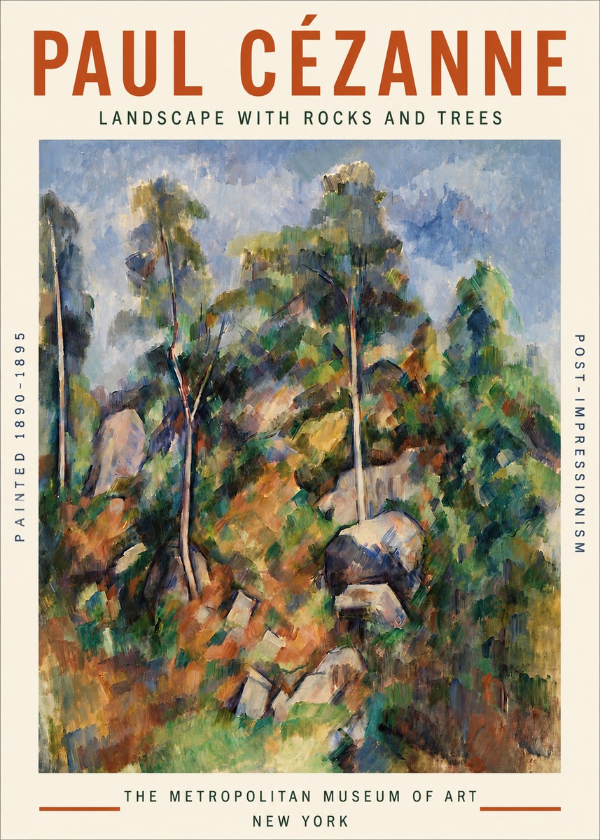 Paul Cézanne Landscape with Rocks and Trees No3 - Plakát