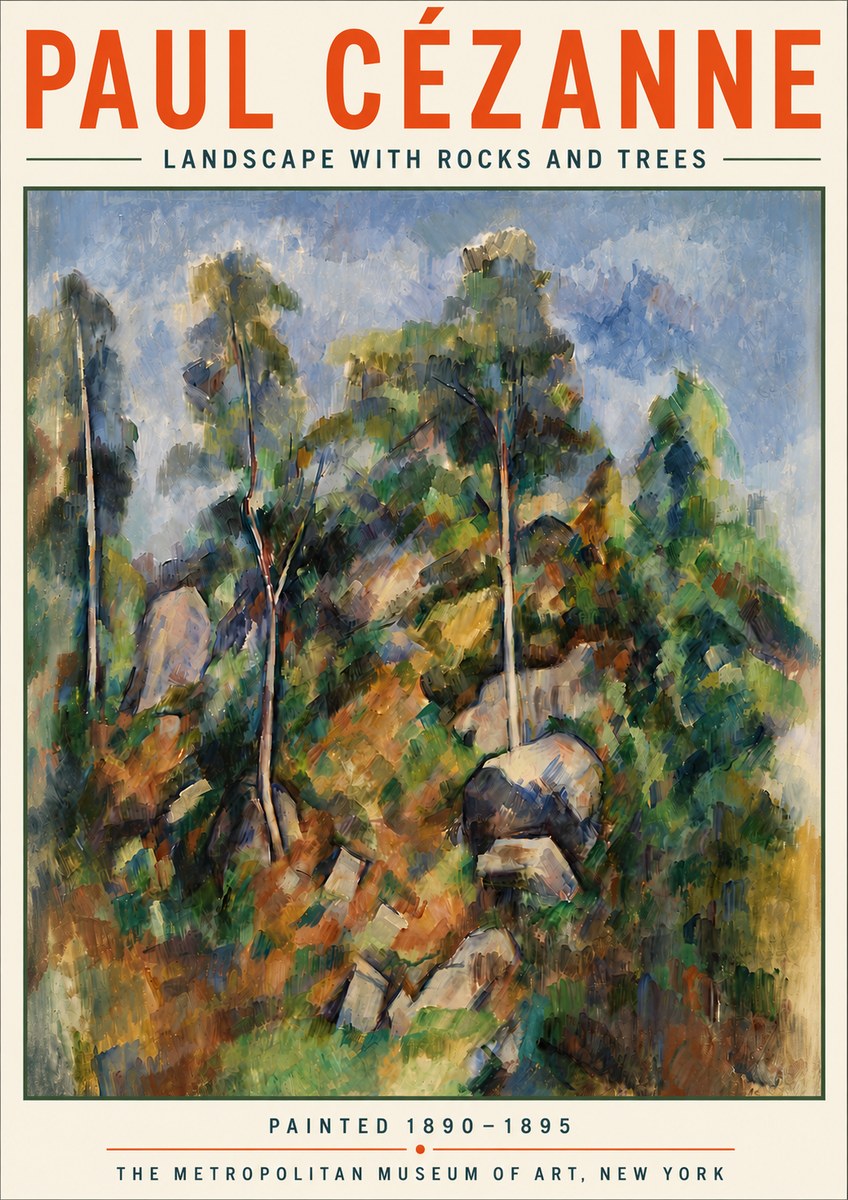 Paul Cézanne Landscape with Rocks and Trees No5 - Plakát