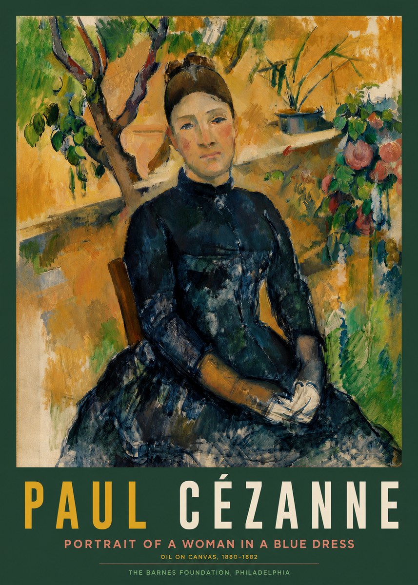 Paul Cézanne Portrait of a Woman in a Blue Dress No2 - Plakát