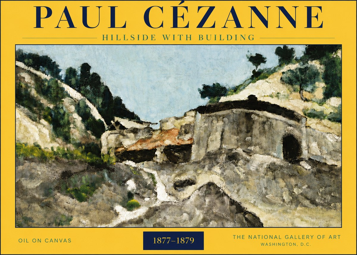 Paul Cézanne Hillside with Building No6 - Plakát