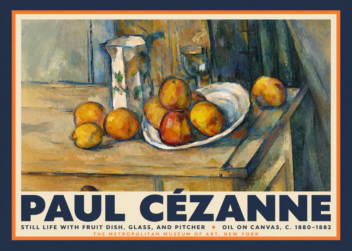 Paul Cézanne Still Life with Fruit Dish, Glass, and Pitcher No2 - Plakát