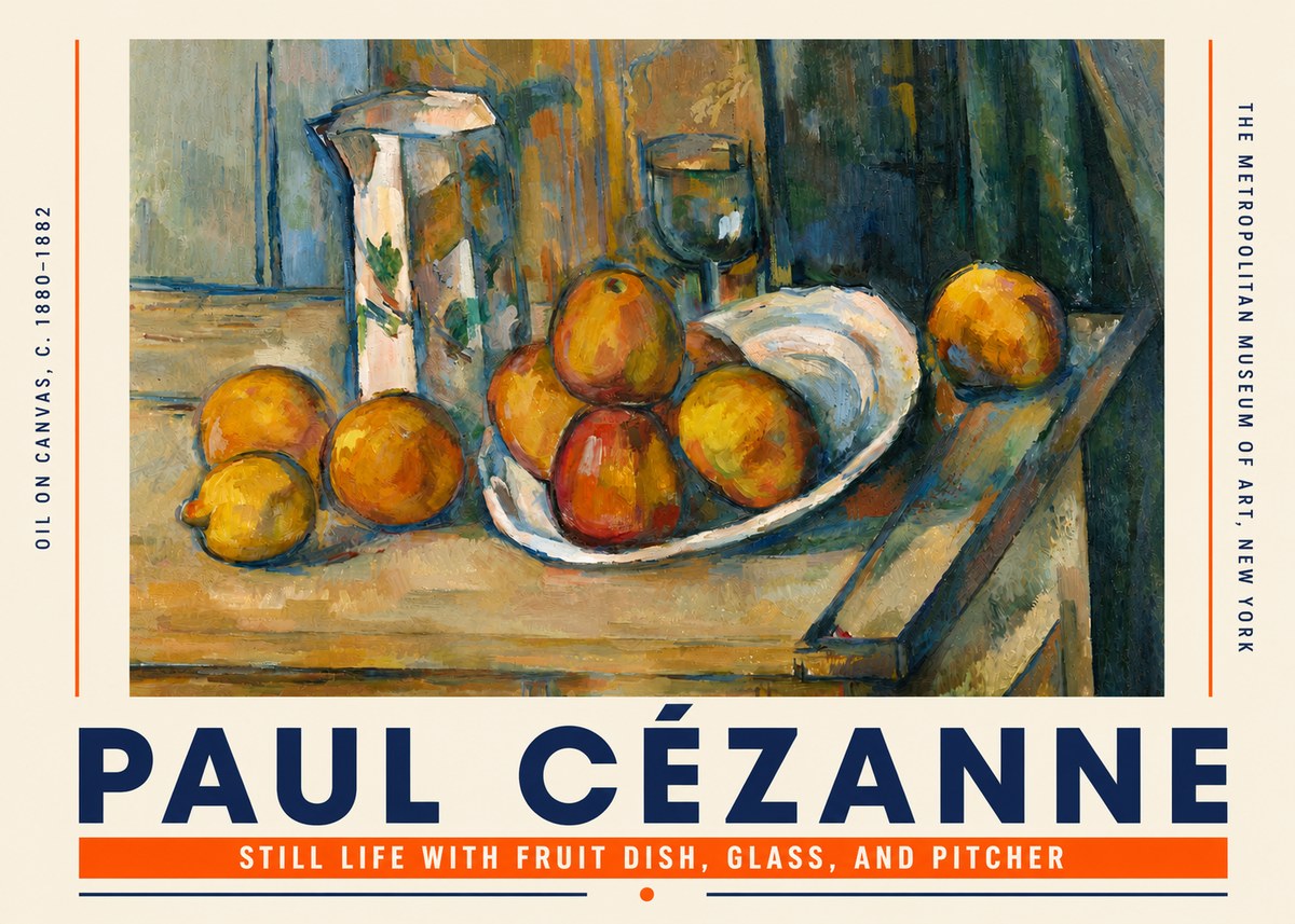 Paul Cézanne Still Life with Fruit Dish, Glass, and Pitcher No4 - Plakát