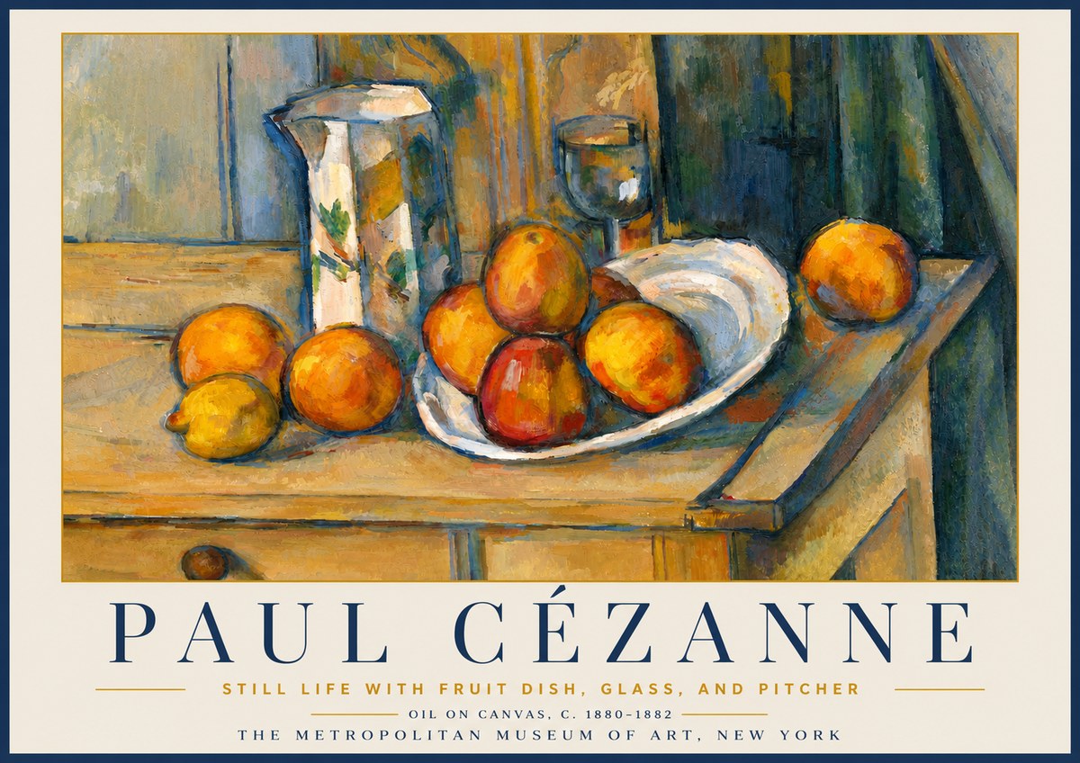 Paul Cézanne Still Life with Fruit Dish, Glass, and Pitcher No6 - Plakát