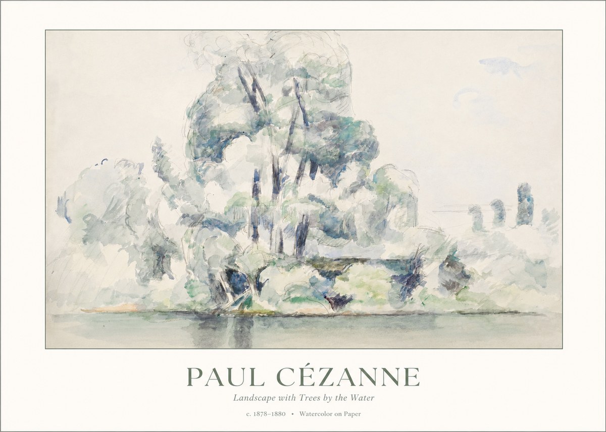 Paul Cézanne Landscape with Trees by the Water No1 - Plakát