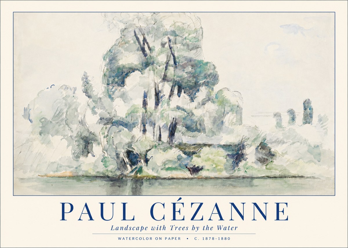Paul Cézanne Landscape with Trees by the Water No3 - Plakát