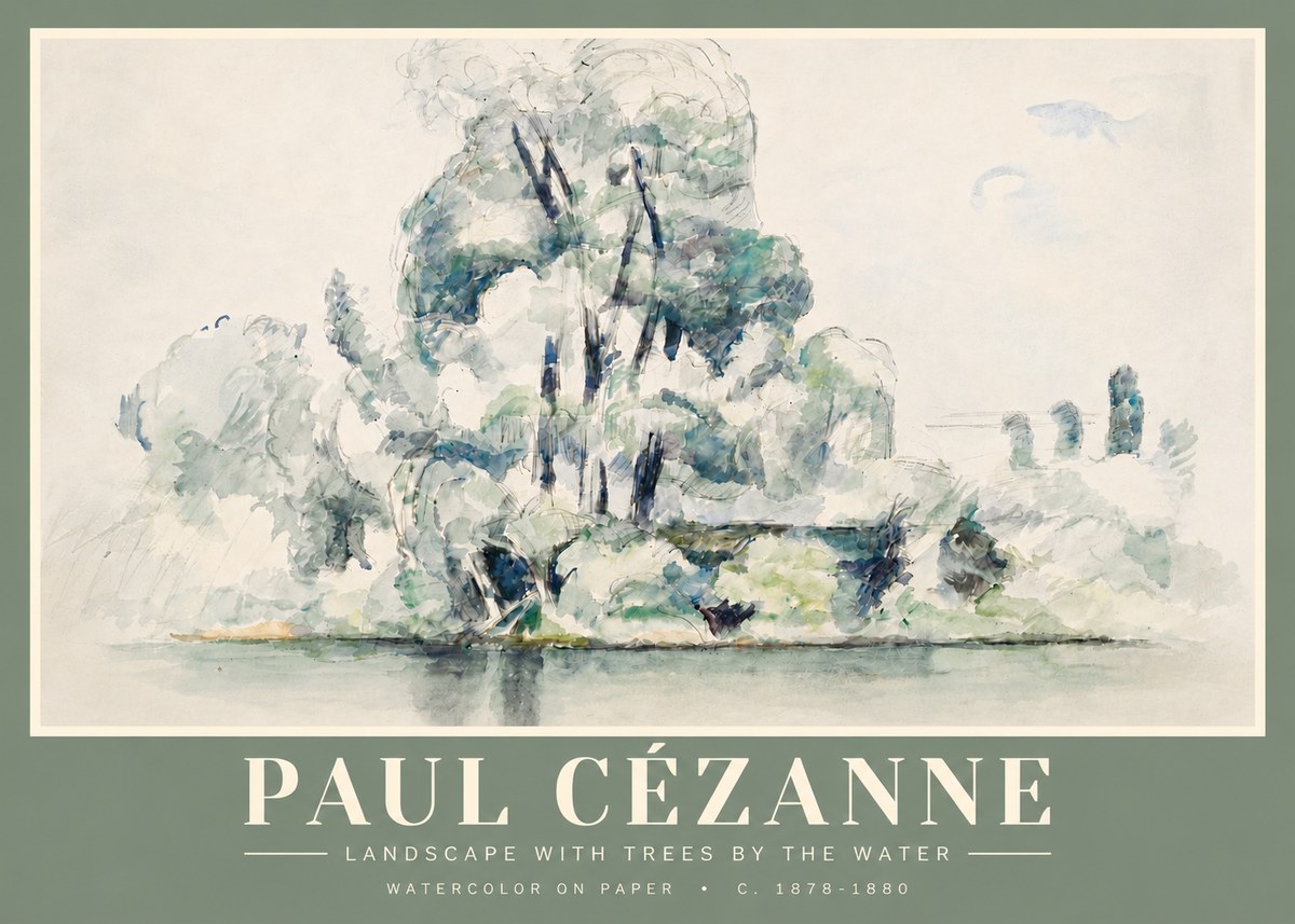 Paul Cézanne Landscape with Trees by the Water No4 - Plakát