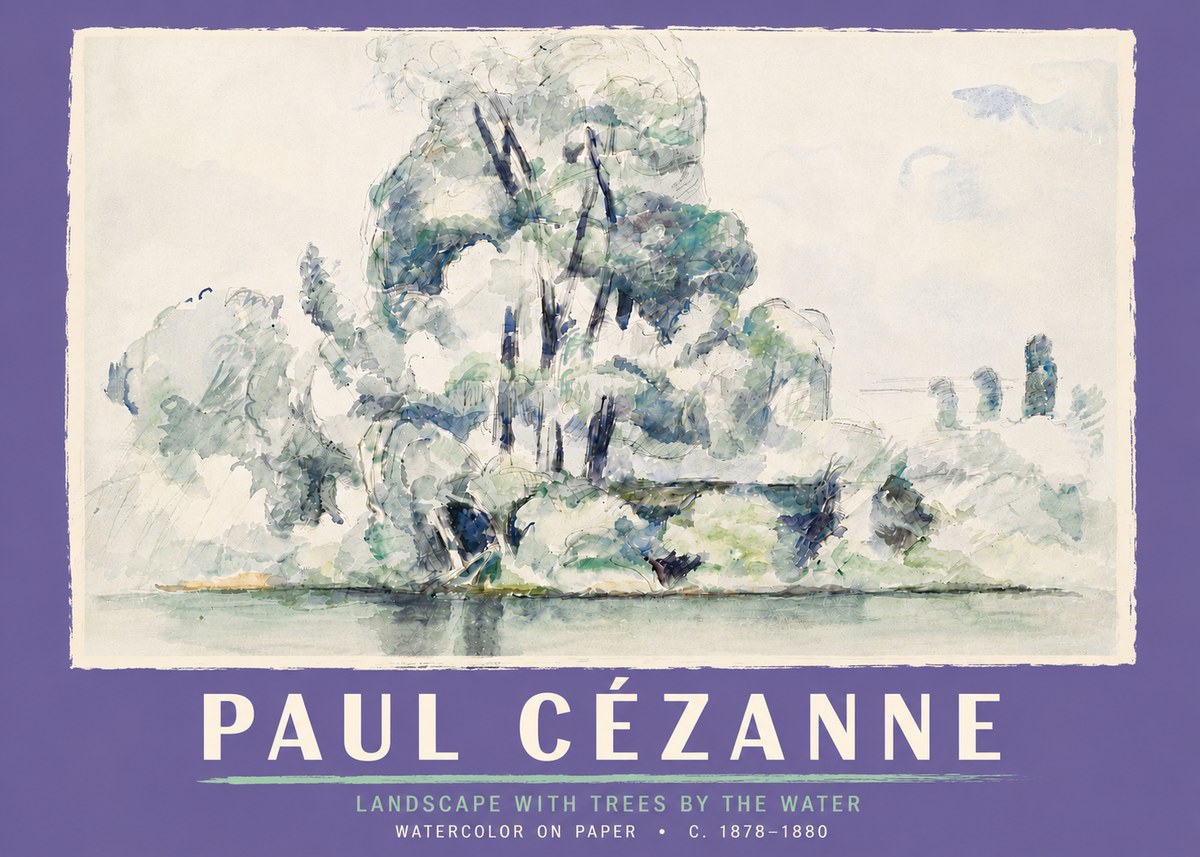 Paul Cézanne Landscape with Trees by the Water No5 - Plakát