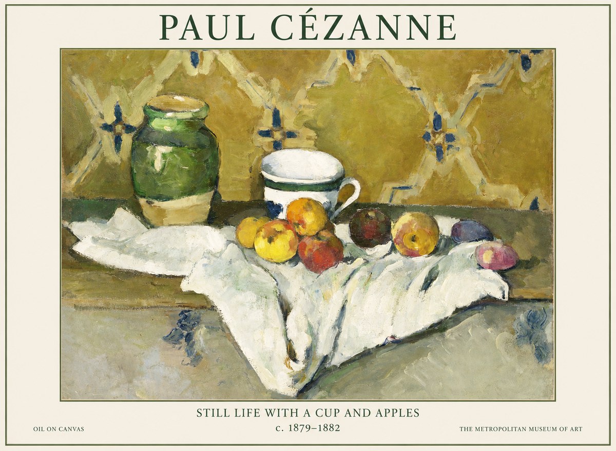 Paul Cézanne Still Life with a Cup and Apples No1 - Plakát