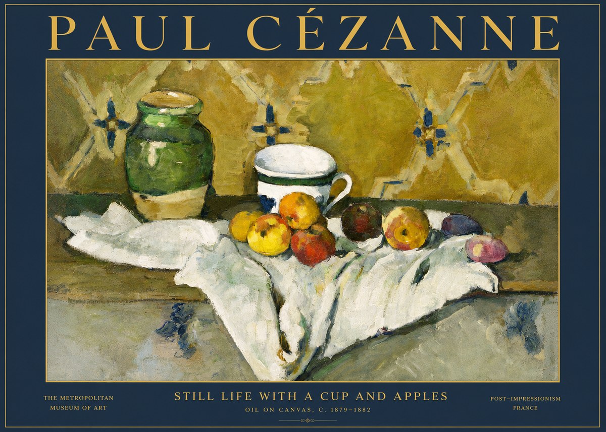 Paul Cézanne Still Life with a Cup and Apples No5 - Plakát