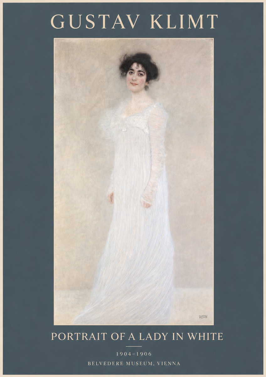 Klimt Portrait of a Lady in White No3 - Plakát