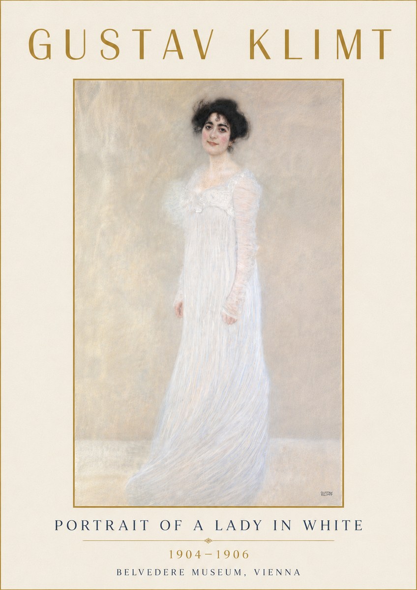 Klimt Portrait of a Lady in White No6 - Plakát