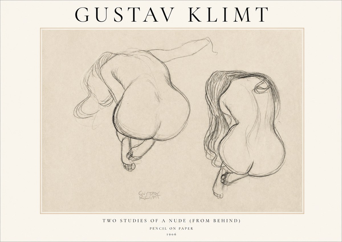 Klimt Two Studies of a Nude (from Behind) No1 - Plakát