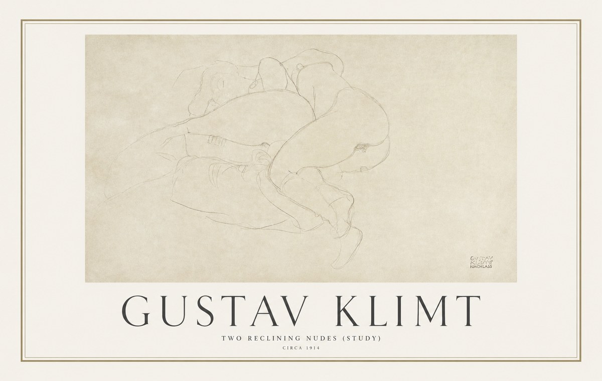 Klimt Two Reclining Nudes (Study) No1 - Plakát