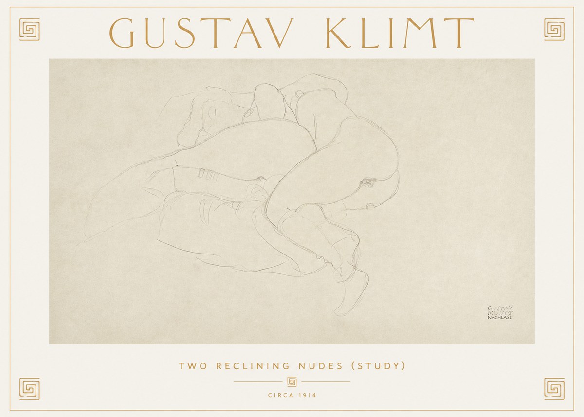 Klimt Two Reclining Nudes (Study) No2 - Plakát