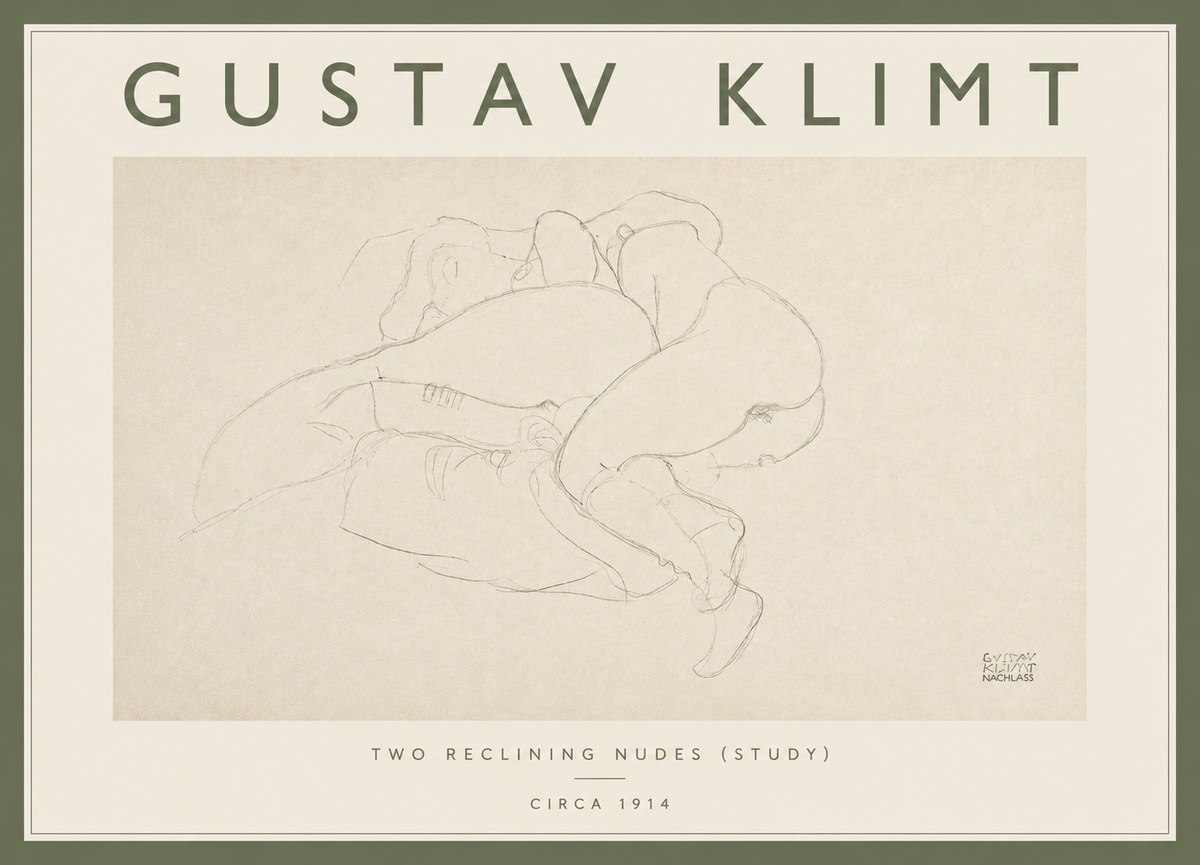 Klimt Two Reclining Nudes (Study) No4 - Plakát