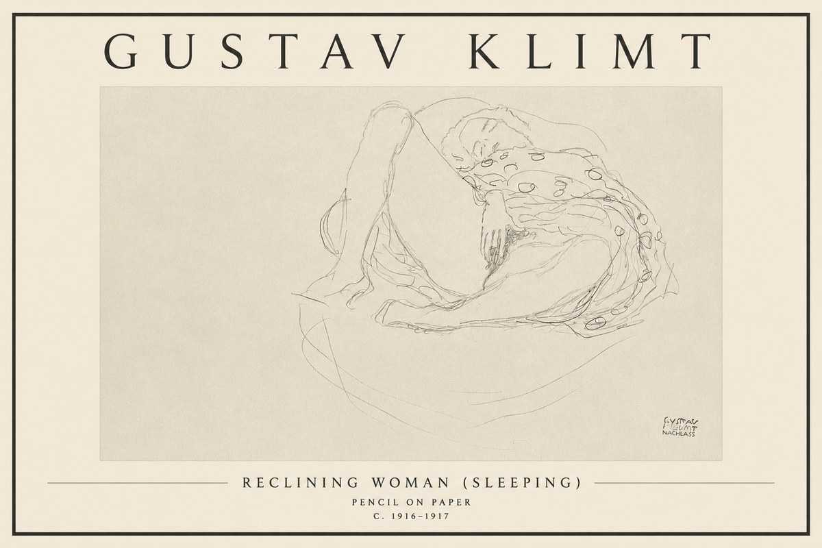 Klimt Reclining Woman (Sleeping) II No3 - Plakát
