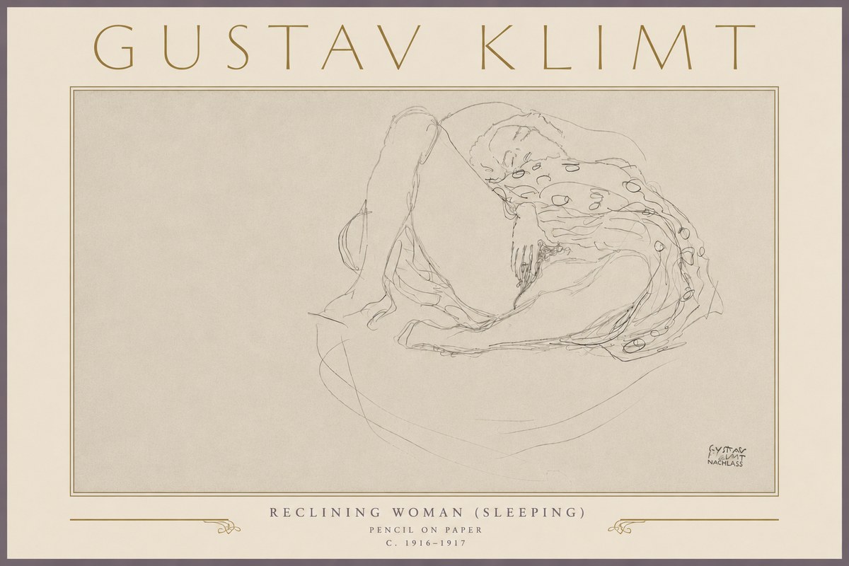 Klimt Reclining Woman (Sleeping) II No5 - Plakát