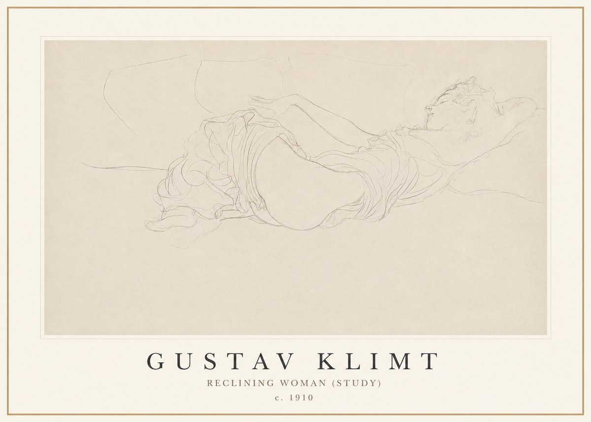 Klimt Reclining Woman (Study) No1 - Plakát