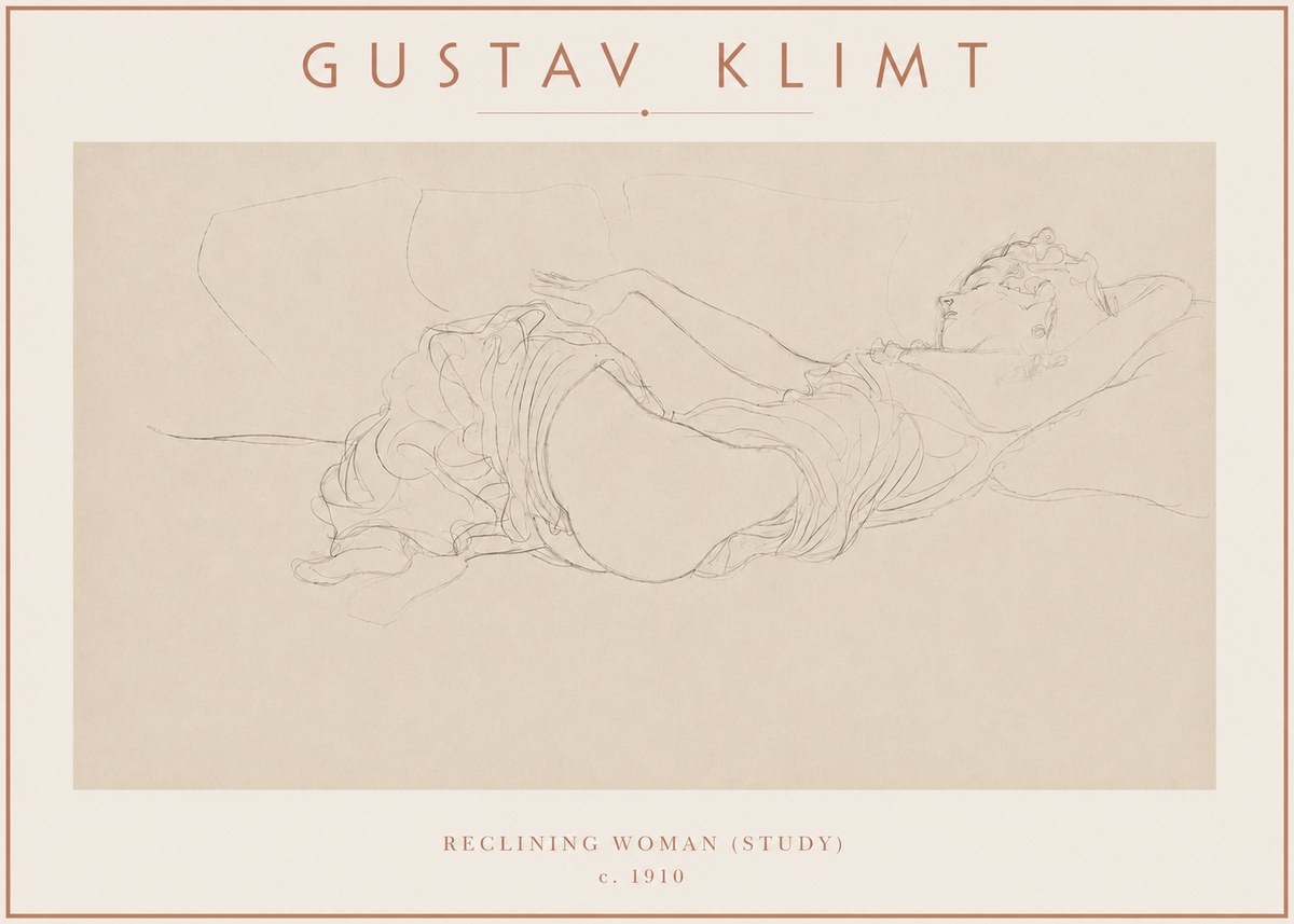 Klimt Reclining Woman (Study) No3 - Plakát