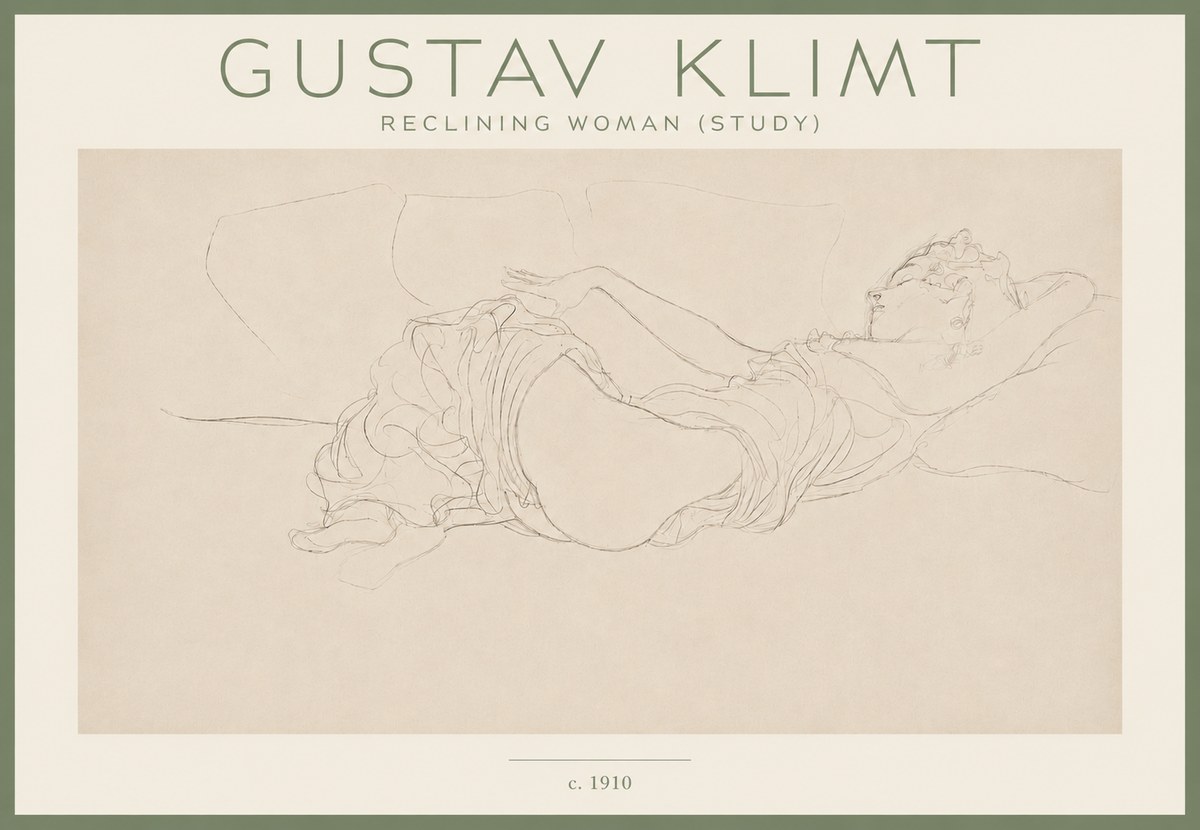 Klimt Reclining Woman (Study) No4 - Plakát