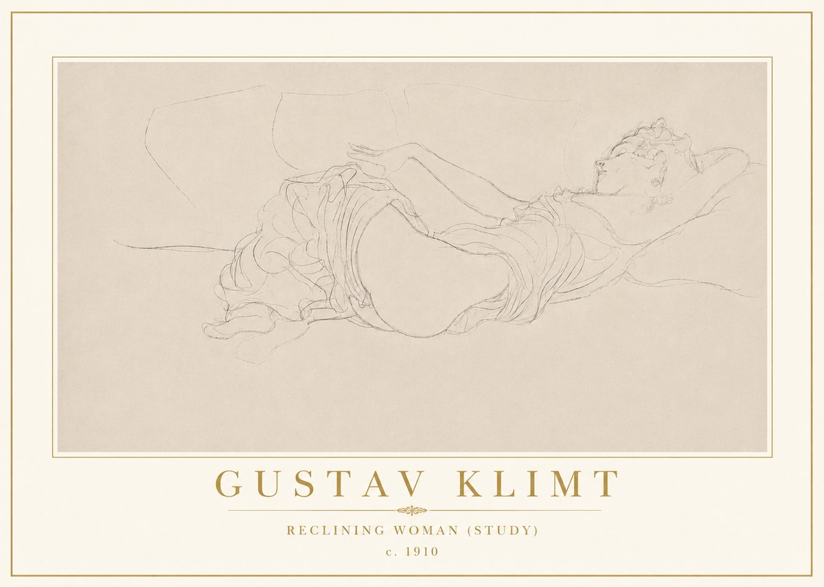 Klimt Reclining Woman (Study) No5 - Plakát