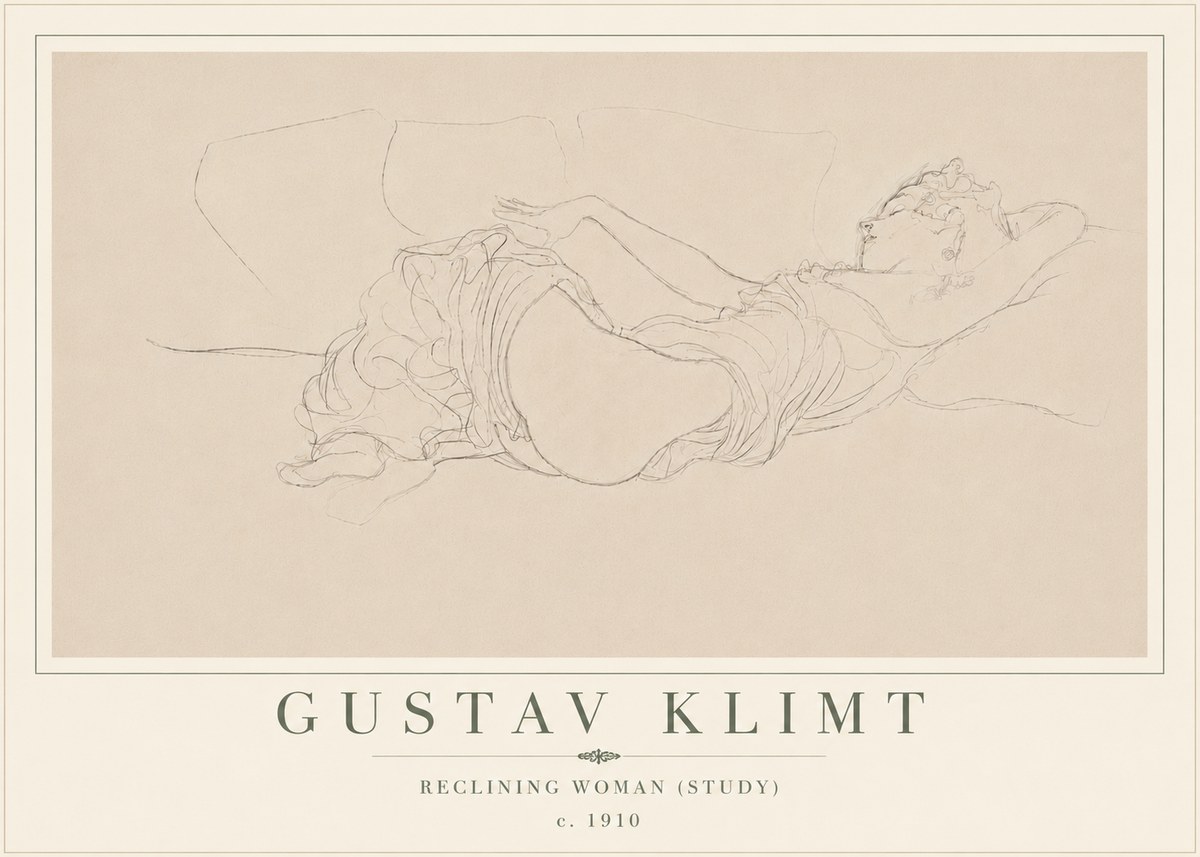 Klimt Reclining Woman (Study) No6 - Plakát