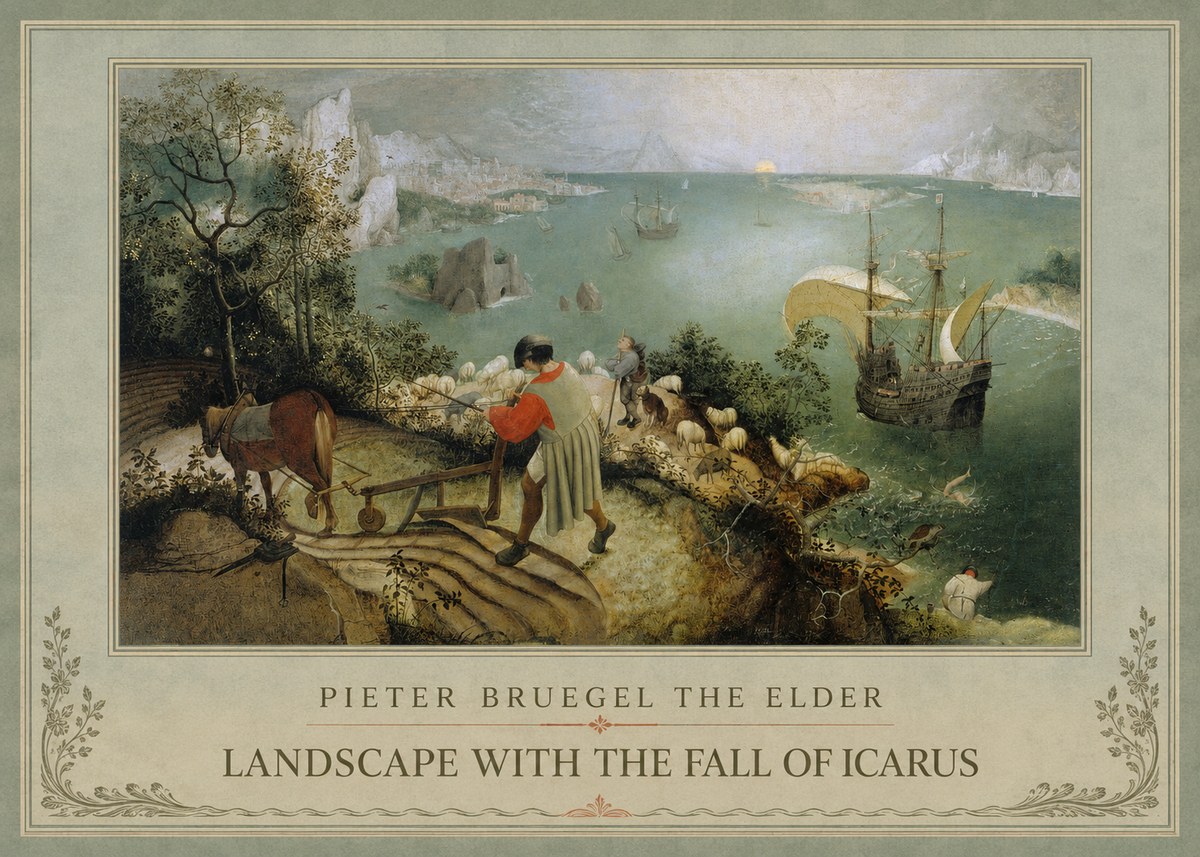 Pieter Bruegel Landscape with the Fall of Icarus I No1 - Plakát