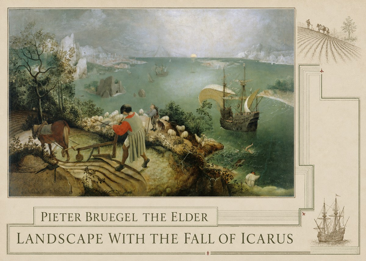 Pieter Bruegel Landscape with the Fall of Icarus I No3 - Plakát