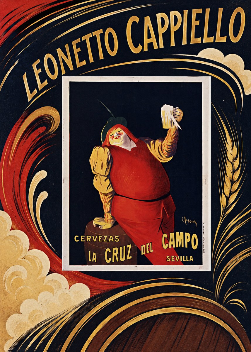 Leonetto Cappiello Cervezas La Cruz Del Campo No4 - Plakát