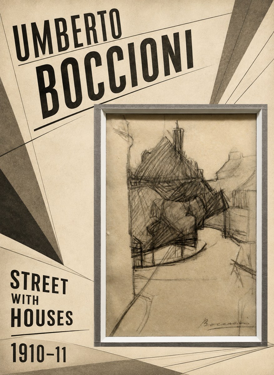 Umberto Boccioni Street with Houses No2 - Plakát