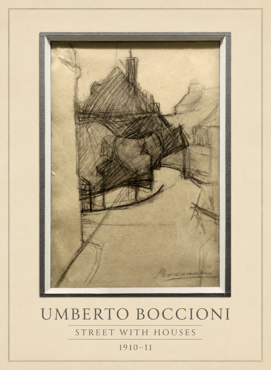 Umberto Boccioni Street with Houses No3 - Plakát