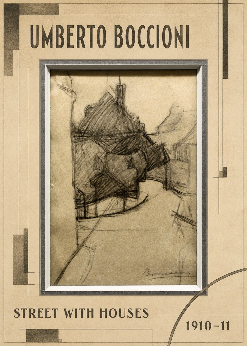 Umberto Boccioni Street with Houses No5 - Plakát