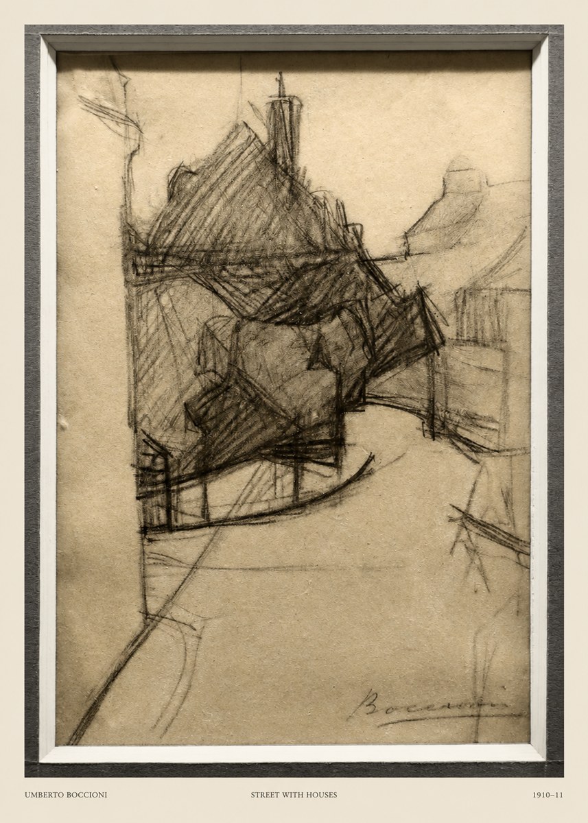 Umberto Boccioni Street with Houses No6 - Plakát