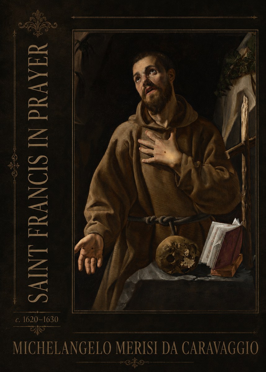 Michelangelo Merisi da Caravaggio Saint Francis in Prayer I No2 - Plakát
