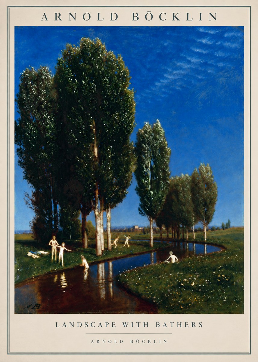 Arnold Böcklin Landscape with Bathers No5 - Plakát