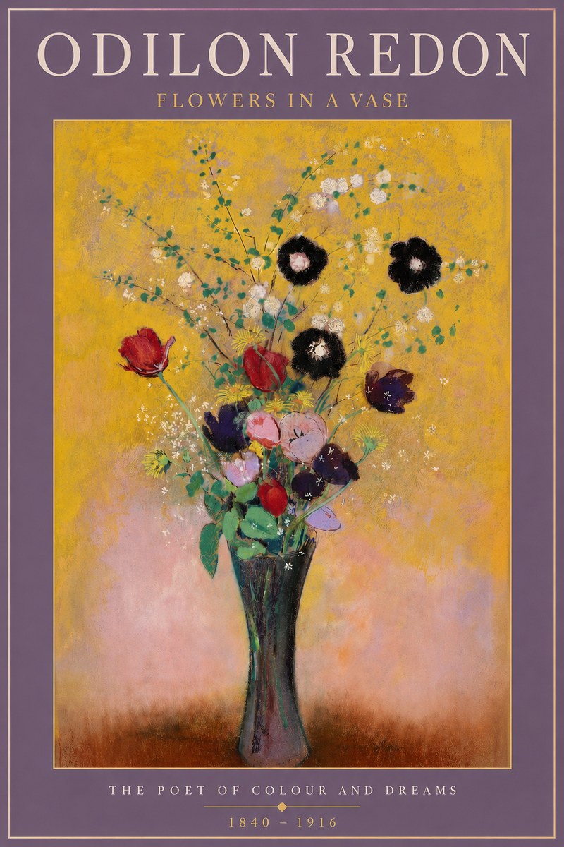 Odilon Redon Flowers in a Vase IV No4 - Plakát